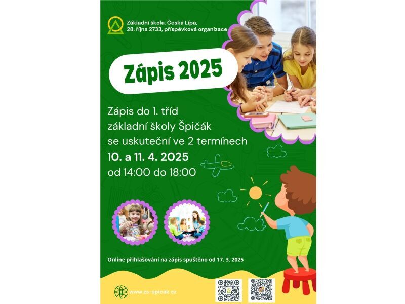 Zápis do prvního ročníku pro školní rok 2025/26